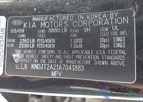 2010 Kia Soul Sport z USA, uszkodzony, nr VIN KNDJT2A21A7041883